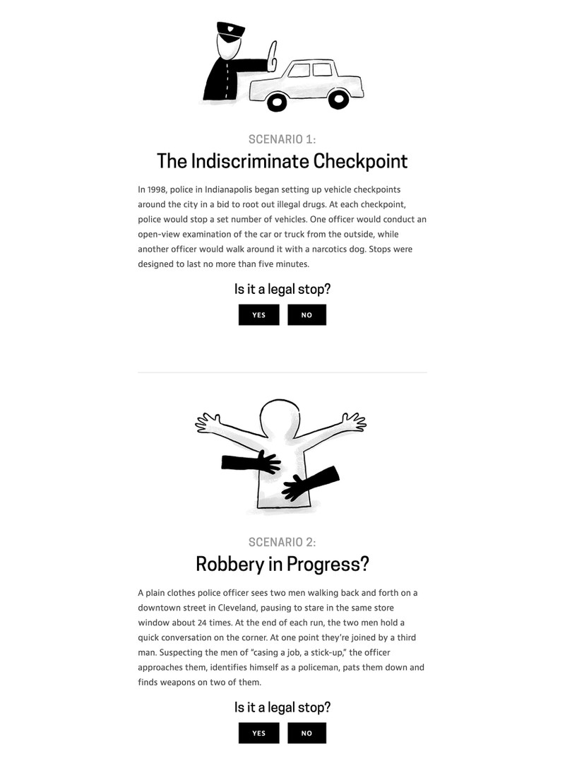 Police quiz page layout.