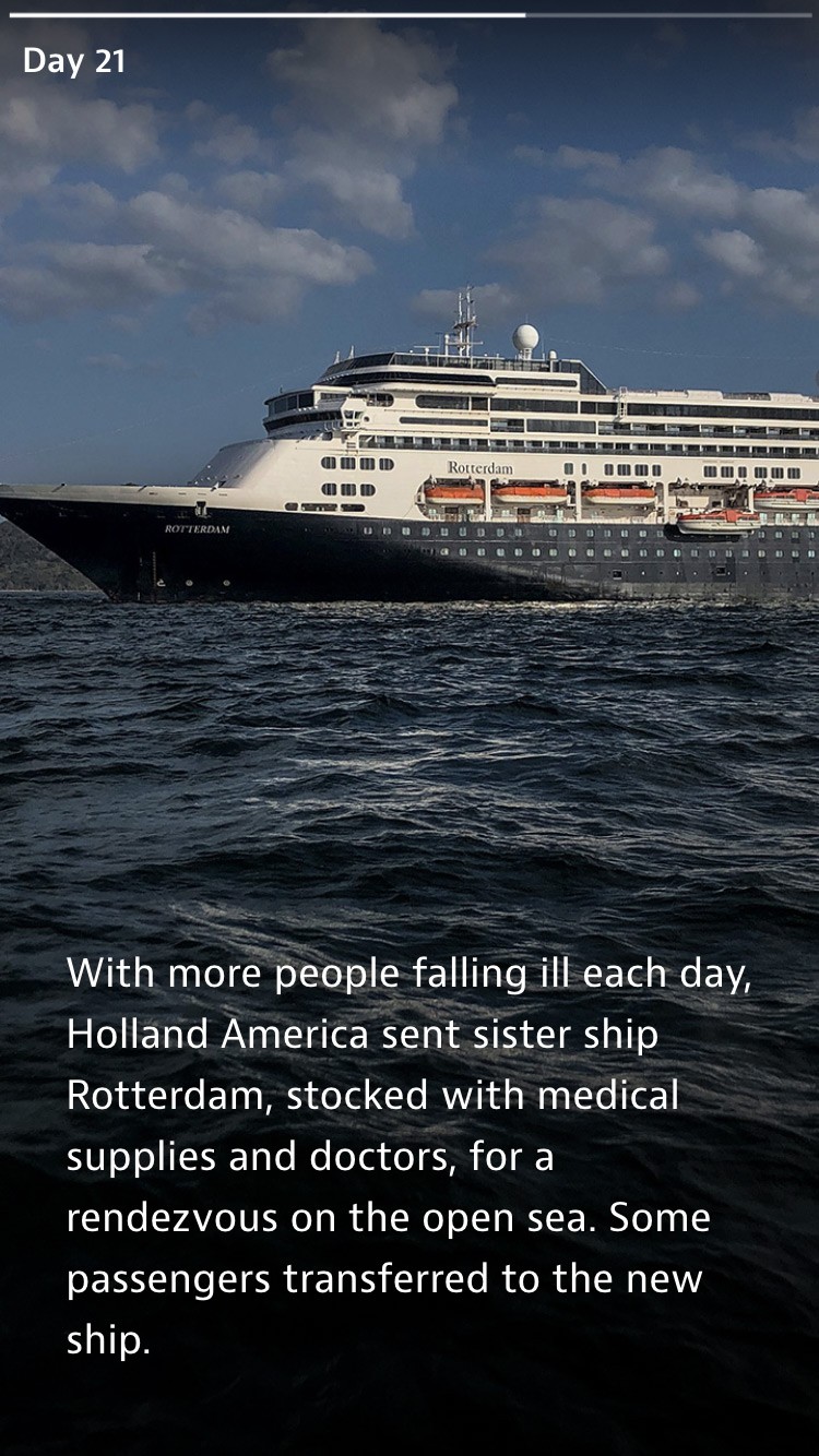 A text screen with an image of a cruise ship.