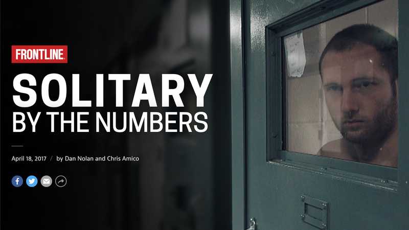 There is a man behind a small glass window of a prison cell, the title text reads “Solitary By the Numbers.”
