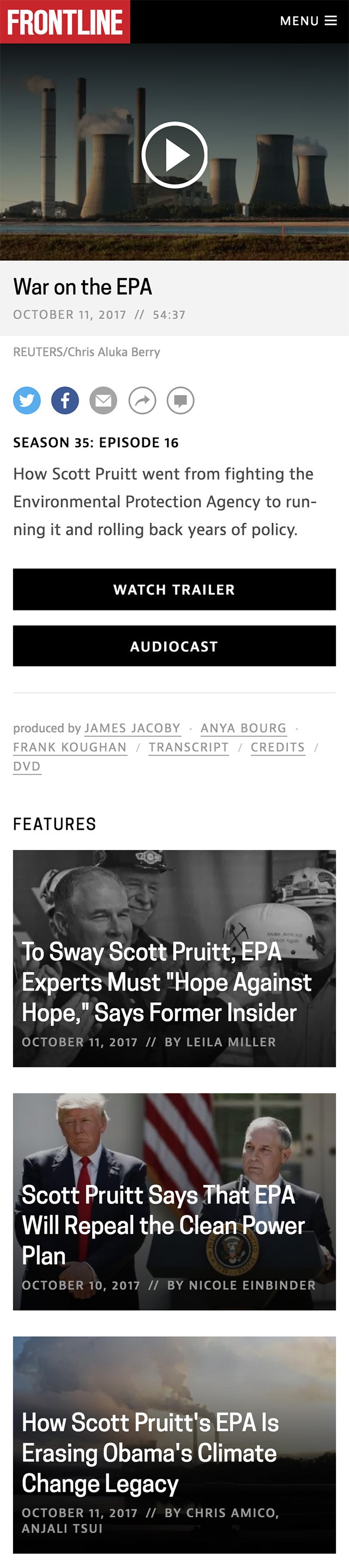 The mobile layout for the film page.