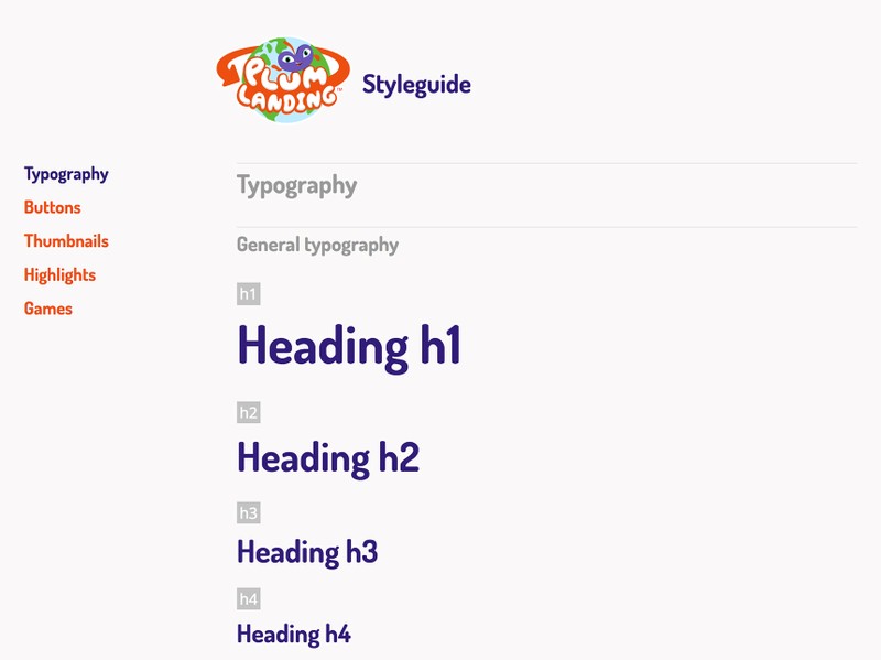 Plum Landing website style guide.