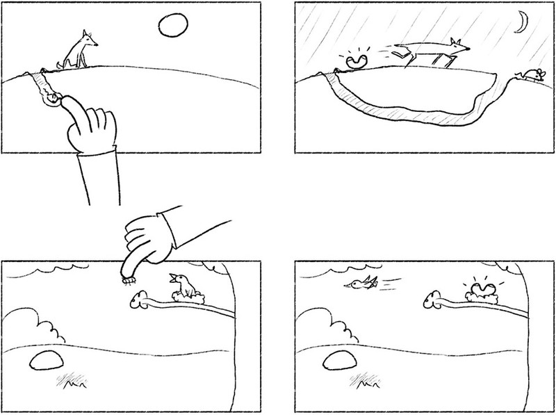 Plum Landing game mechanic sketches: predator/prey puzzle.