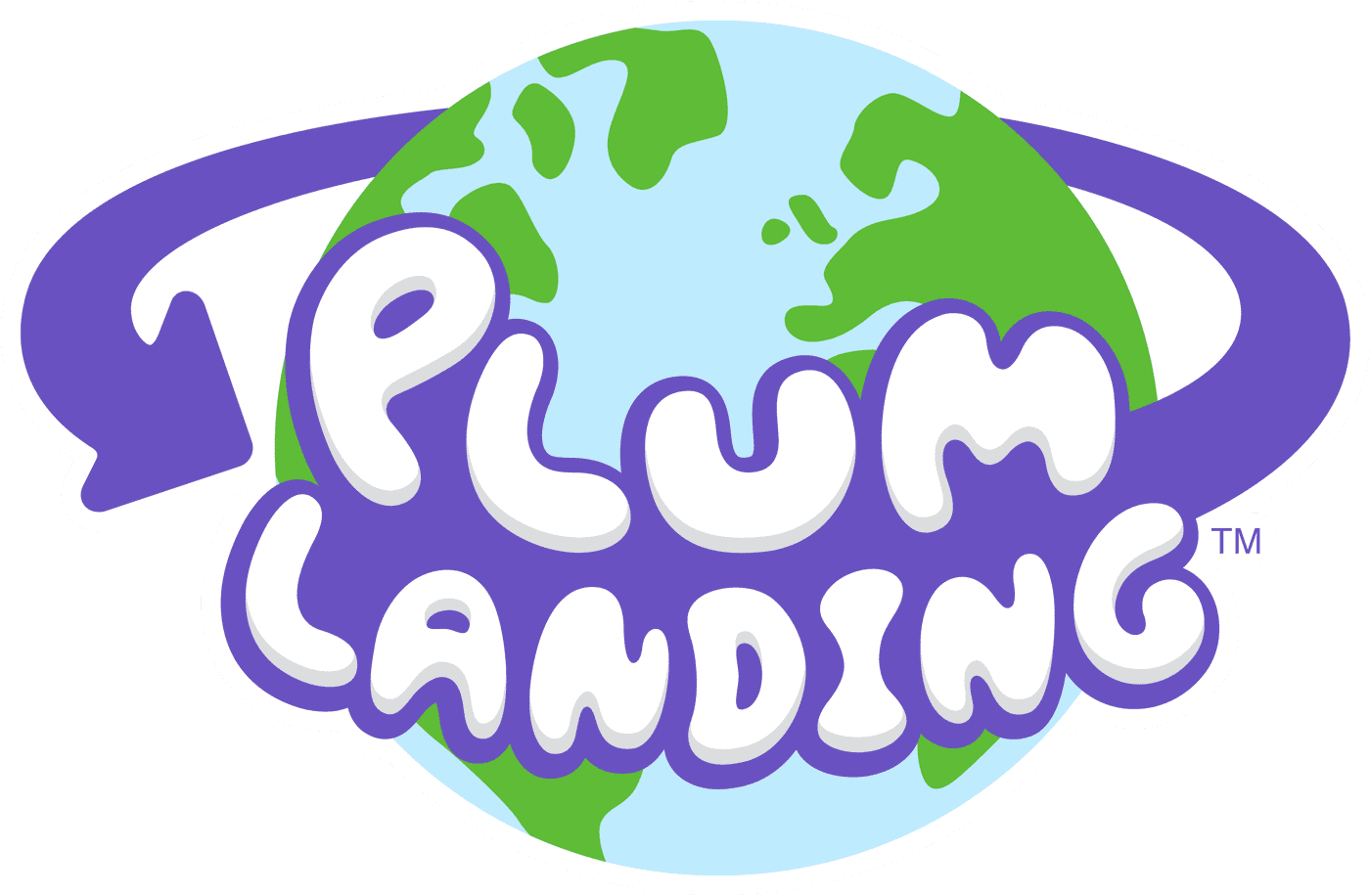 The Plum Landing logo with an arrow wrapping around the Earth.