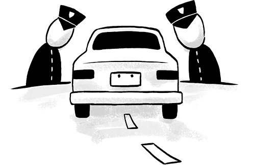 Illustration showing police officers stopping a car.